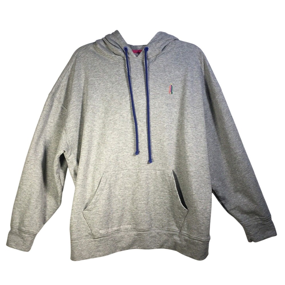 Terez New York NY Forever Pima Cotton Oversized Hoodie Grey L Empire State Logo
